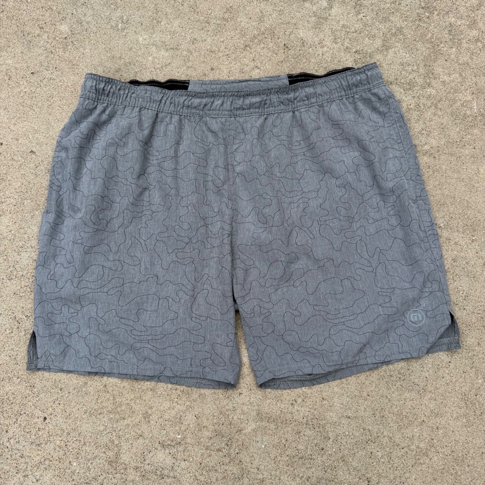 TRAVISMATHEW | Mens Active Performance Shorts XL Grey Topo Print Athleisure - Picture 7 of 8